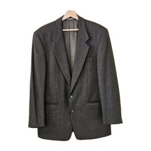 VTG Maranzone Uomo Blazer Men US 42 Wool Plaid Lined Union Made 2B Ventless FLAW